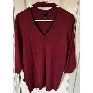 NWT Torrid Womens Size Lg Cherry Red 3/4 Sleeve Lace V-neck Blouse